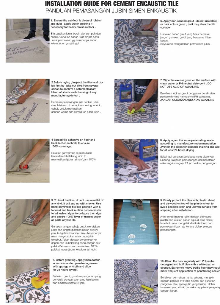 Installation Guide For Cement Encaustic Tile Terracotta Tile & GNG