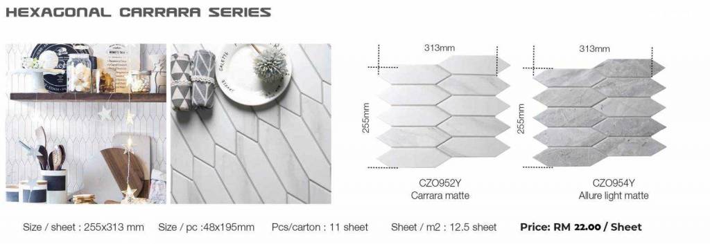 Hexagonal Carrara Series
